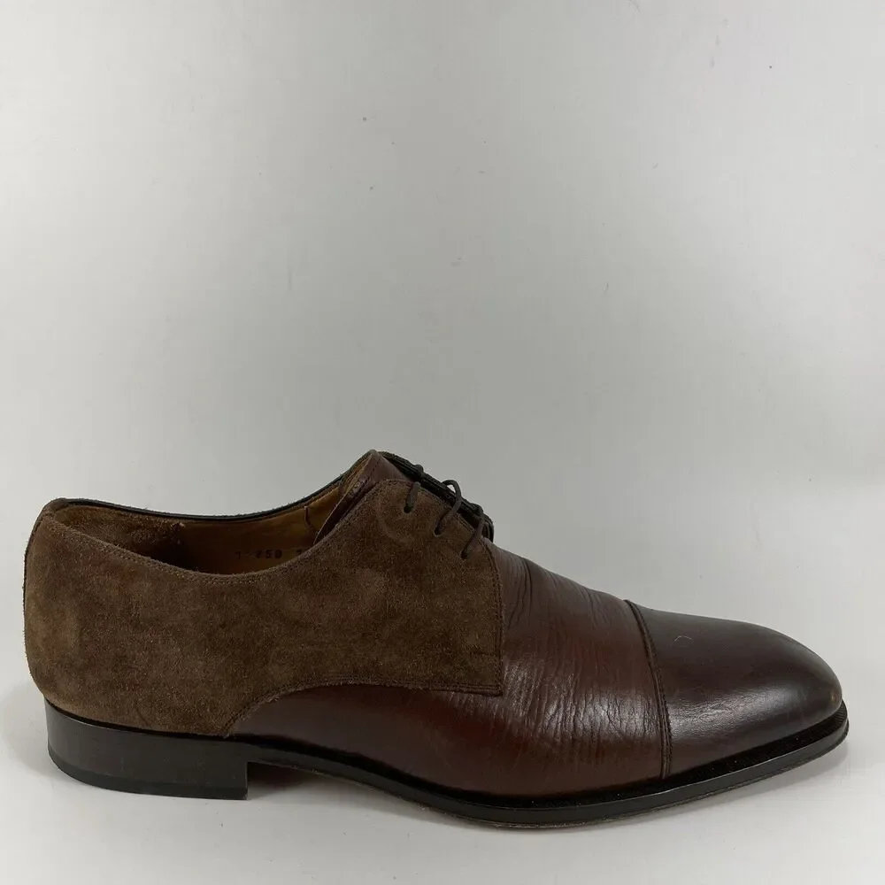 Magnanni Leather Cap Toe Dress Shoes Mens Size 10 M Brown Lace Up Oxford